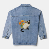 Siamese kat en goudsbloem dames jas denim jacket (Achterkant)