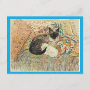 Siamese kat en Kitten, kunst door steinlen, fijne  Briefkaart