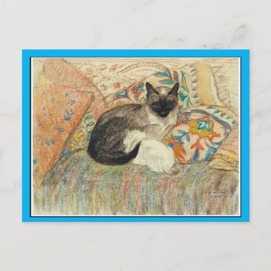 Siamese kat en Kitten, kunst door steinlen, fijne  Briefkaart (Voorkant)