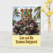 Siamese kat en leeuw kaart (Gele Bloem)