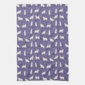 Siamese kat en Paws Paarse keukenhanddoeken (Verticaal)