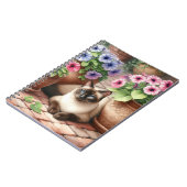 Siamese kat en Petunia bloemen Notitieboek (Linkerzijde)