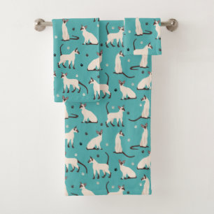 Siamese kat en poten Blauwgroen blauw Bad Handdoek