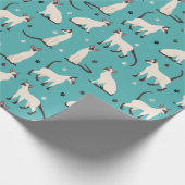 Siamese kat en poten Blauwgroen blauw Cadeaupapier (Hoek)