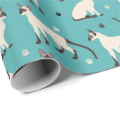 Siamese kat en poten Blauwgroen blauw Cadeaupapier (Rol Hoek)