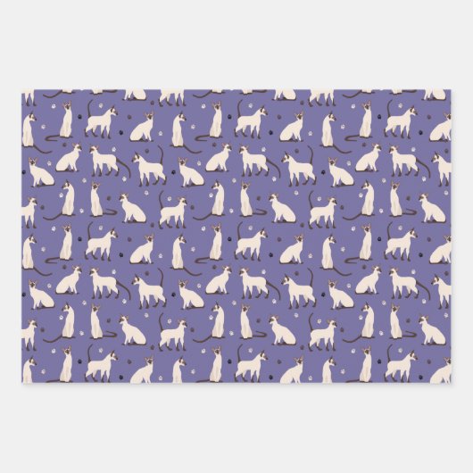 Siamese kat en poten Blauwgroen Paars wit Inpakpapier Vel (Voorkant 2)