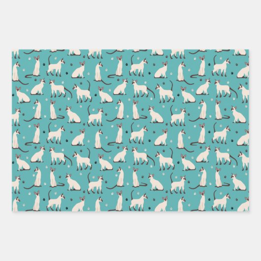 Siamese kat en poten Blauwgroen Paars wit Inpakpapier Vel (Voorkant)