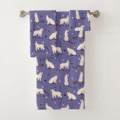Siamese kat en poten Paarse handdoekset Bad Handdoek (Insitu)