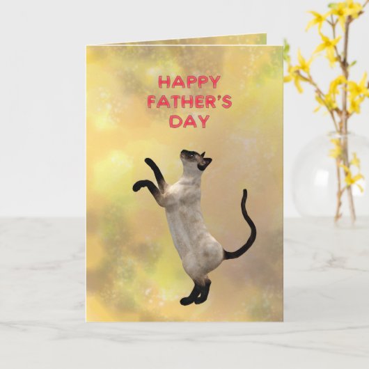 Siamese kat en Vaderdag Kaart (Gele Bloem)