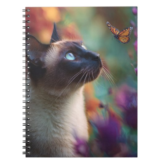 Siamese kat en vlinder Notitieboek (Voorkant)