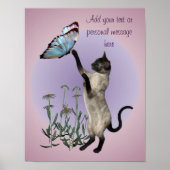 Siamese kat en vlinder op maat poster (Voorkant)