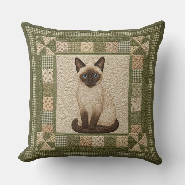 Siamese Kat Faux Dekbed Kussen (Voorkant)