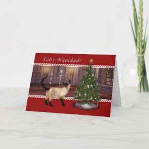 Siamese kat - Feliz Navidad Spaanse kerstkaart Feestdagen Kaart