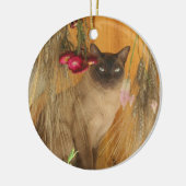 Siamese kat gedroogd bloemen dierlijk siermiddel keramisch ornament (Links)