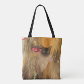 Siamese kat gedroogd bloemen foto's schilderen tote bag (Achterkant)