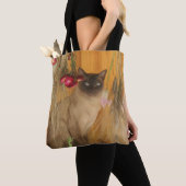 Siamese kat gedroogd bloemen foto's schilderen tote bag (Dichtbij)