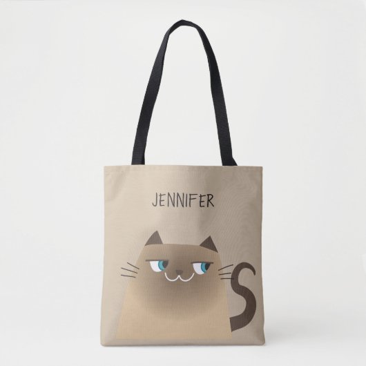 Siamese kat gepersonaliseerd tote bag (Voorkant)