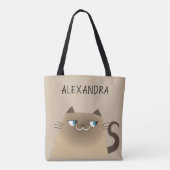 Siamese kat gepersonaliseerd tote bag (Achterkant)