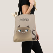 Siamese kat gepersonaliseerd tote bag (Dichtbij)