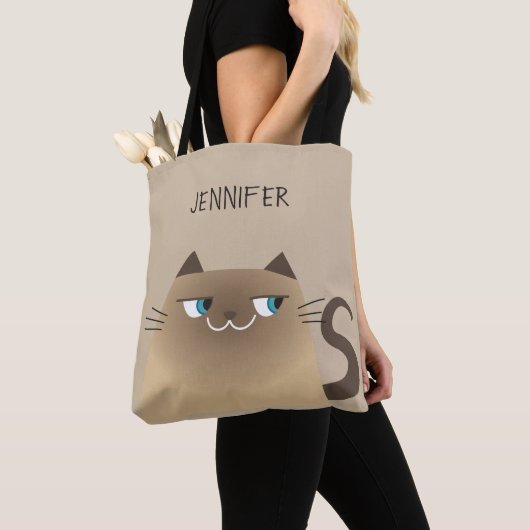 Siamese kat gepersonaliseerd tote bag (Dichtbij)