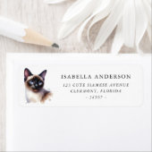 Siamese kat gepersonaliseerde retour adreslabels etiket (Insitu)