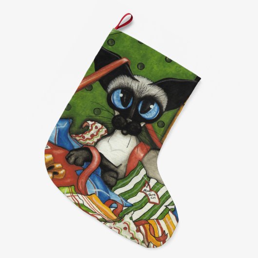 Siamese Kat Gift Stocking door Bihrle Grote Kerstsok (Voorkant (Hangend))