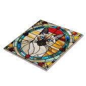 Siamese Kat Glas in lood Decoratieve Tegel Tegeltje (Zijkant)