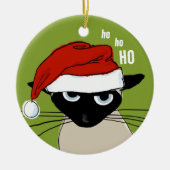 Siamese Kat Grappig Santa Kat Aangepaste Kerstmis Keramisch Ornament (Voorkant)