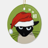 Siamese Kat Grappig Santa Kat Aangepaste Kerstmis Keramisch Ornament (Links)