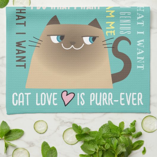 Siamese kat grappig theedoek (Gevouwen)