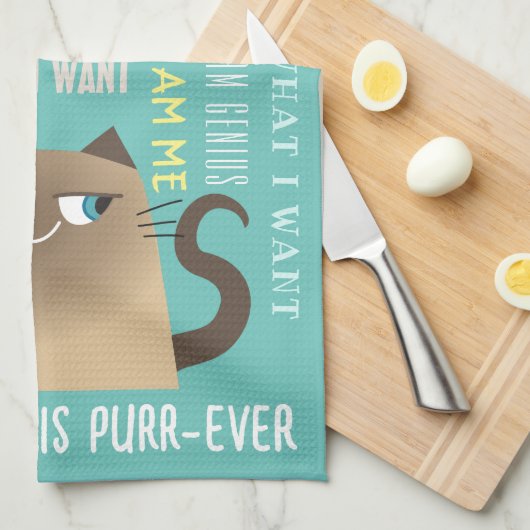 Siamese kat grappig theedoek (Quarter Fold)