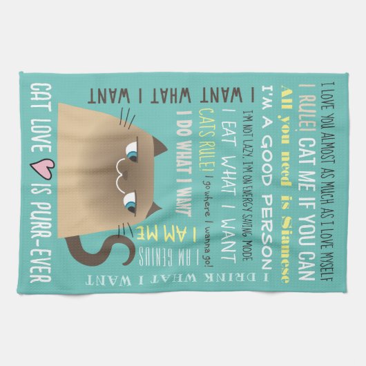 Siamese kat grappig theedoek (Horizontaal)