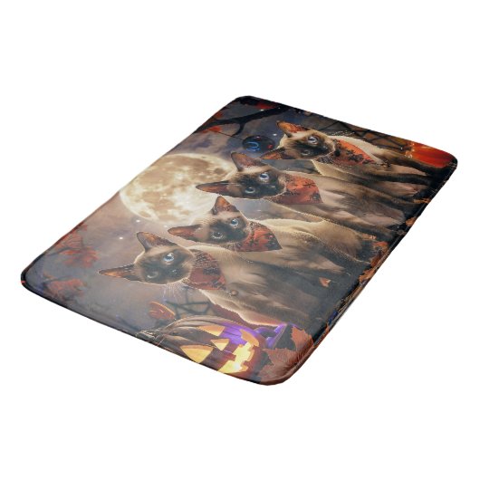 Siamese kat Halloween Spooky Badmat (Gekanteld)