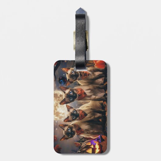 Siamese kat Halloween Spooky Bagagelabel (Achterkant verticaal)