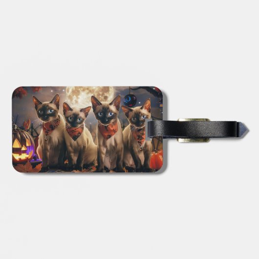 Siamese kat Halloween Spooky Bagagelabel (Achterkant horizontaal)
