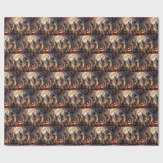 Siamese kat Halloween Spooky Cadeaupapier (Vlak)