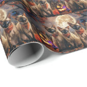 Siamese kat Halloween Spooky Cadeaupapier (Rol Hoek)