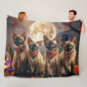 Siamese kat Halloween Spooky Fleece Deken