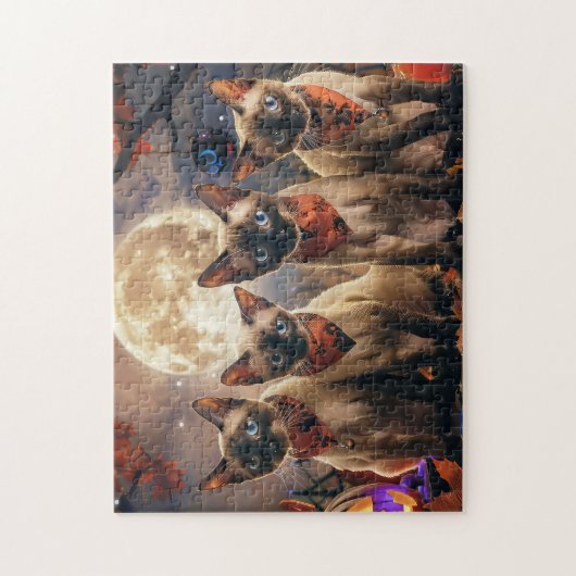 Siamese kat Halloween Spooky Legpuzzel (Verticaal)