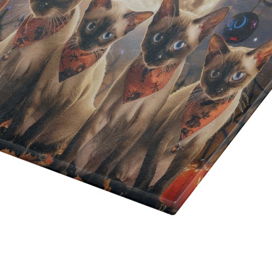 Siamese kat Halloween Spooky Snijplank (Hoek)