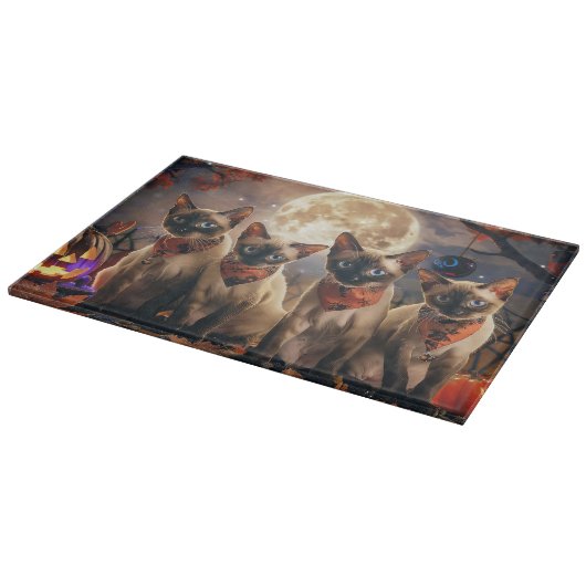 Siamese kat Halloween Spooky Snijplank (Hoek)