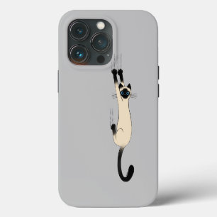 Siamese Kat Hangend   Grappige Kat met Blauwe Ogen iPhone 13 Pro Hoesje