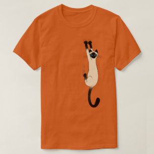 Siamese Kat Hangend Grappige Kat T-shirt