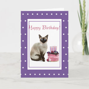 Siamese kat "Happy Birthday from the Cat" Birthday Kaart