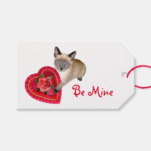 Siamese Kat Hart Box Cadeau Labels Cadeaulabel (Voorkant (Horizontaal))