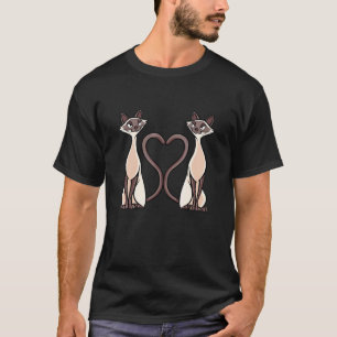 Siamese Kat Hart Staarten Liefde Kitty Kitten Kat T-shirt