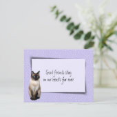 Siamese kat huisdier verlies van dierenarts briefkaart (Staand voorkant)