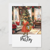 Siamese kat Huisvrouw Kerstmis Let's Party Kaart (Voorkant)