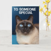 SIAMESE KAT IEMAND SPECIALE VERJAARDAG KAART (Gele Bloem)