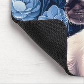 Siamese kat in blauwe bloemen muismat (Hoek)